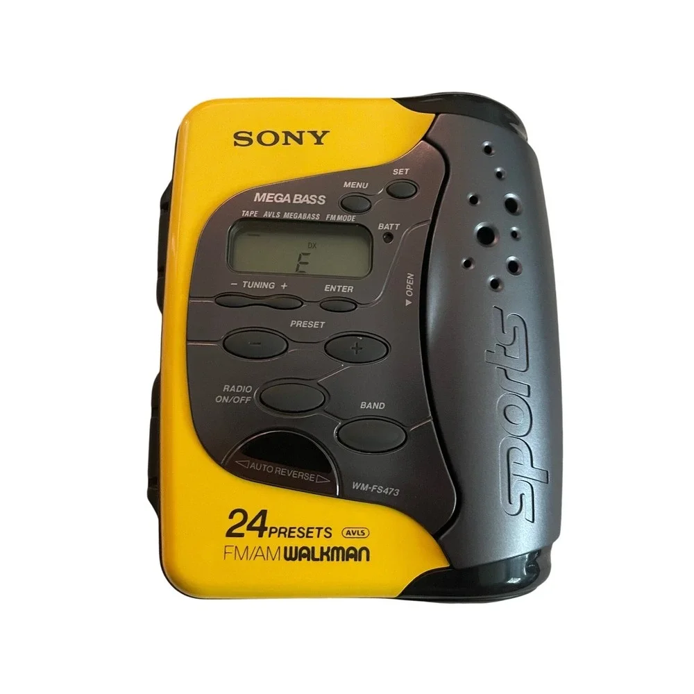 Sony Sports Walkman WM-FS473 AM FM Radio Cassette Player Yellow VTG Mega Bass